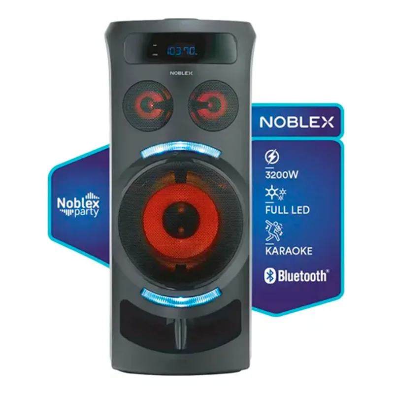 Torre de Sonido Noblex MNT290 Bluetooth Efectos de Voz y Luces LED Negro