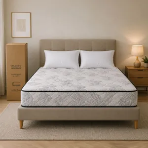 Colchon 2 Plazas En Caja 190x140x23 Resortes Y Espuma Hybrid Premium Calidad Color Blanco