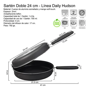 Sarten Doble 24cm Aluminio Antiadherente Daily Hudson DAY24